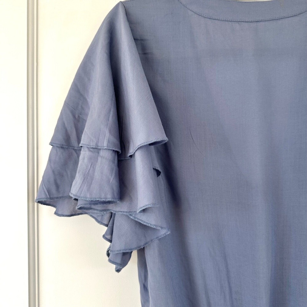 Intimately Free People Call Me Later Ruffle Plunge Bodysuit Morning Sky Blue xs - Picture 7 of 8